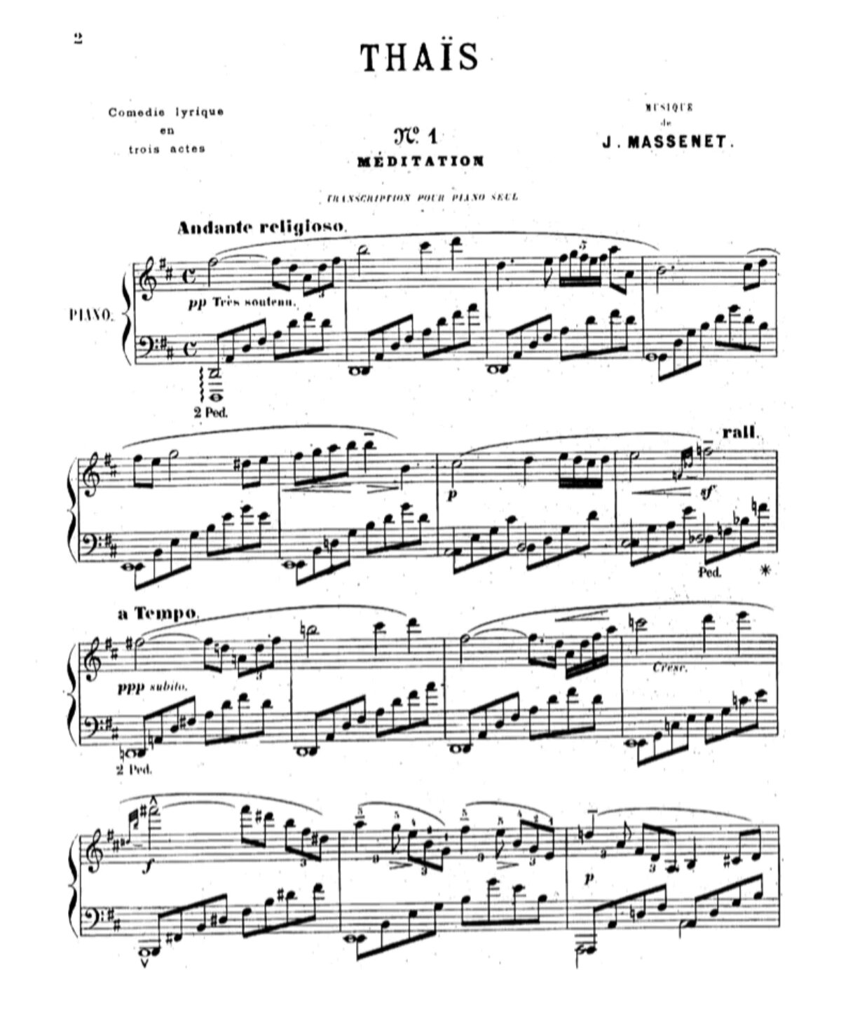 小众好听|《沉思》钢琴谱