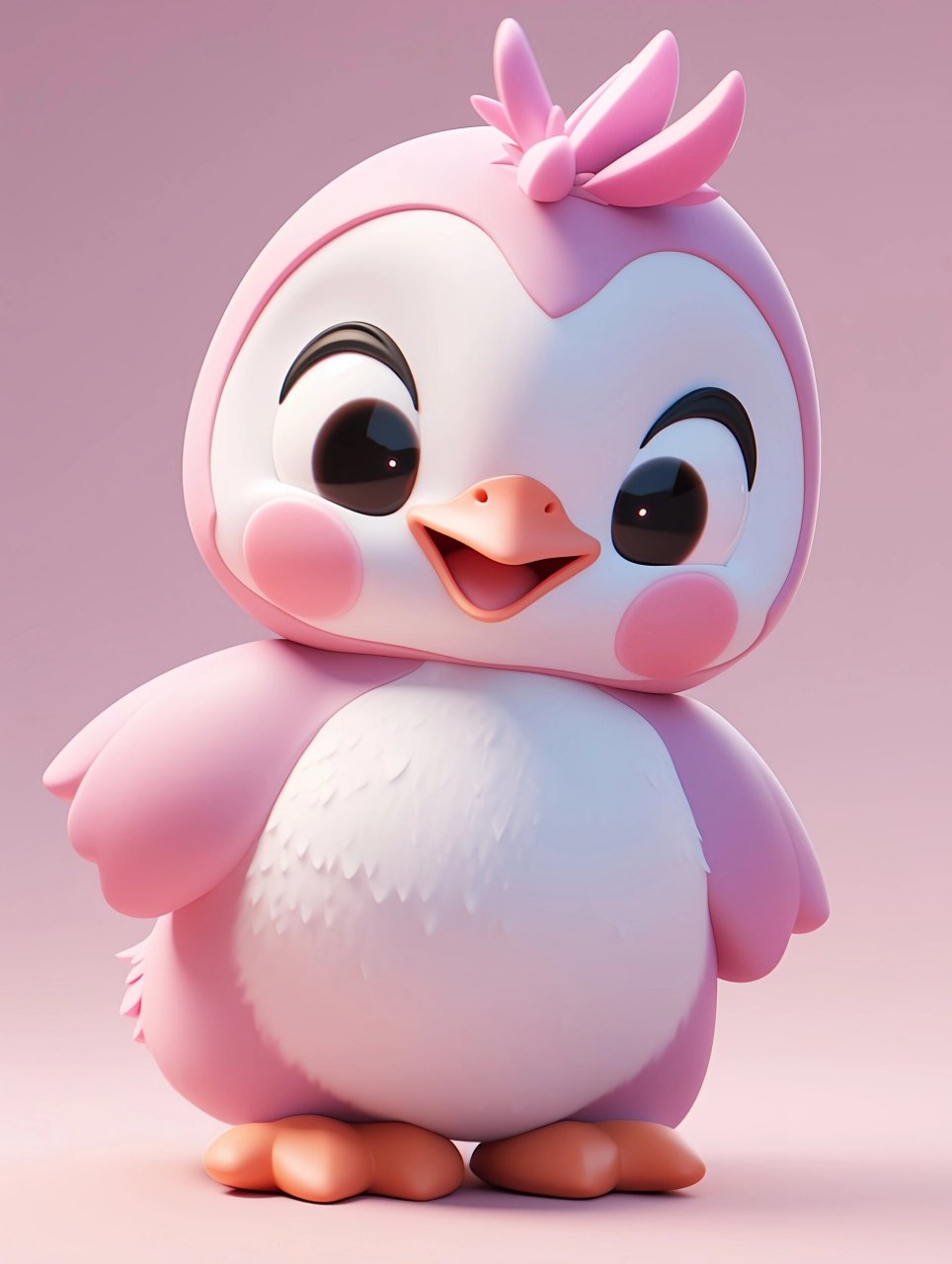 可爱的卡通粉企鹅