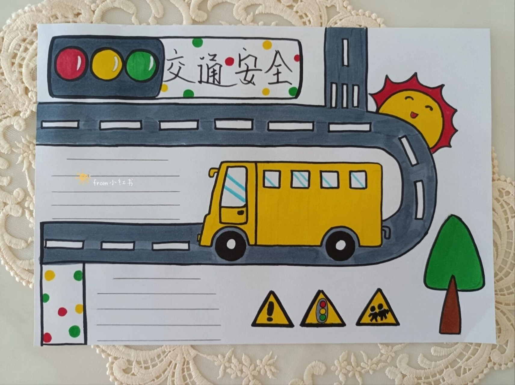 交通安全手抄报2 安全出行手抄报92 红灯停,绿灯行,小朋友走路93