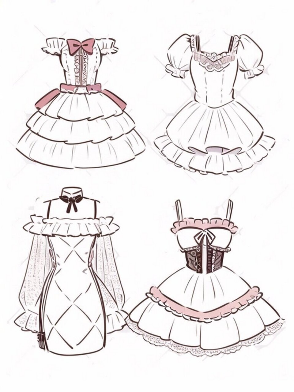 服装设计|连衣裙洛丽塔甜美少女裙款式图   连衣裙