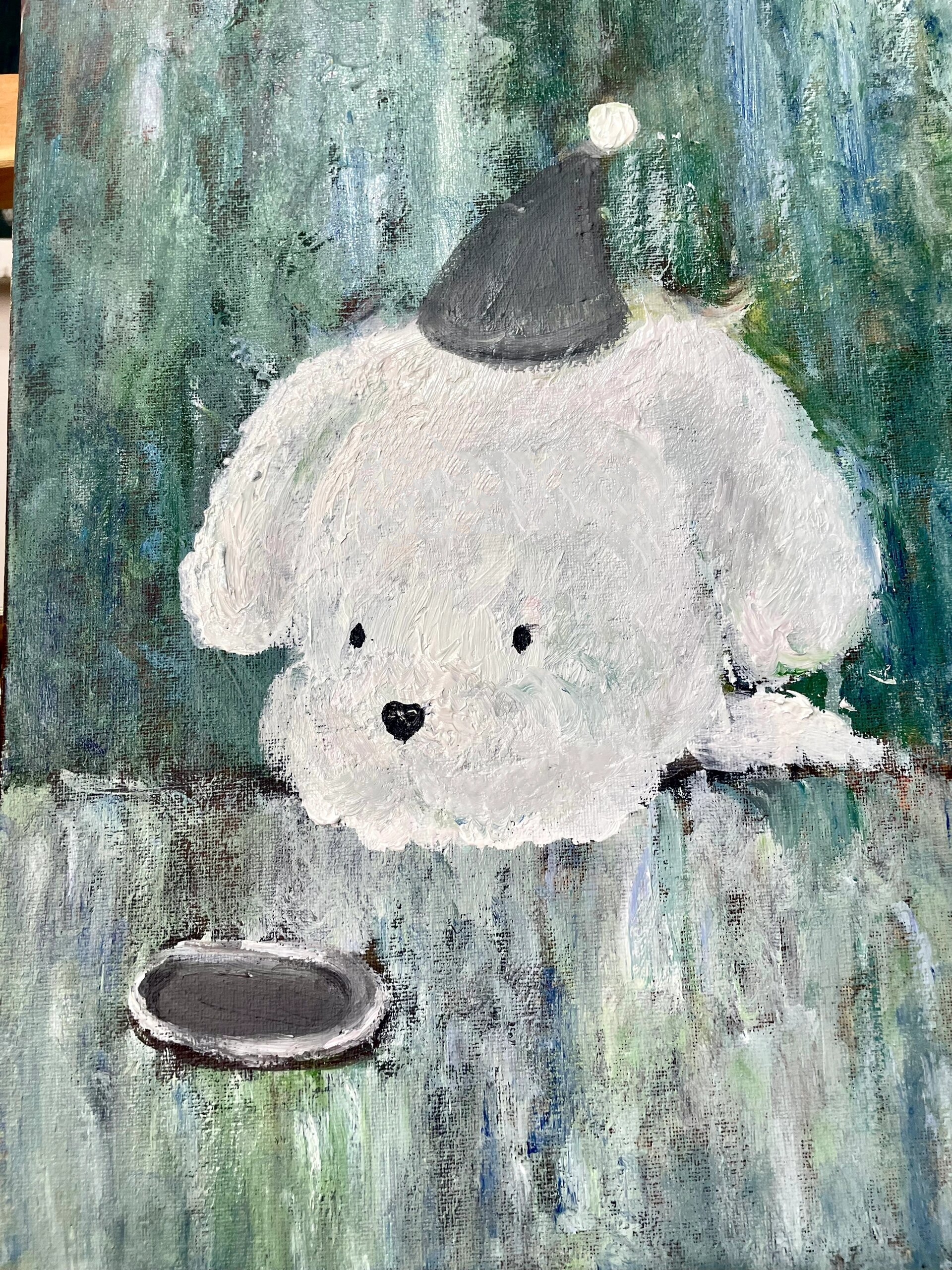 义乌画室|小众油画治愈系快乐小狗9596