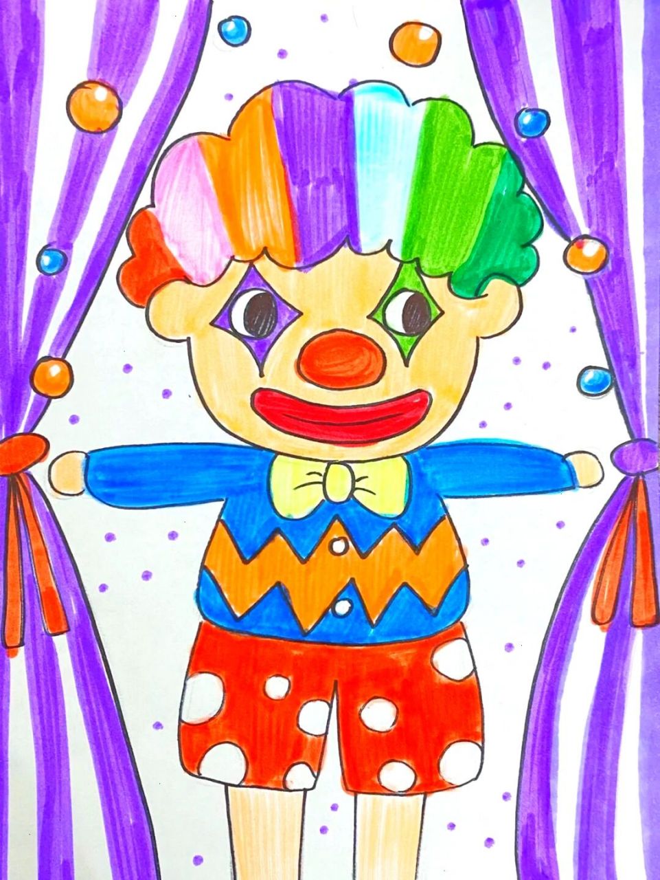 小丑儿童画 #马克笔# #卡通画# #儿童画# #小丑儿童画# #小丑卡通画