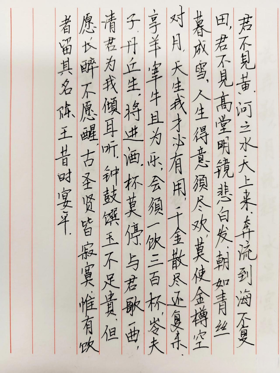 两副字帖,《将进酒》部分内容摘抄,皆出自我手,皆是尽力而为之.