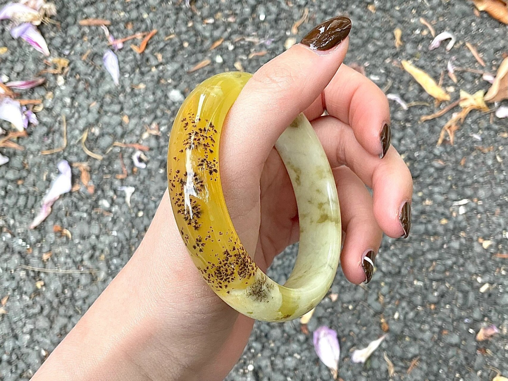 岫玉手镯 | 辽阳黑草91 半壁水草飘花 这也太特别了