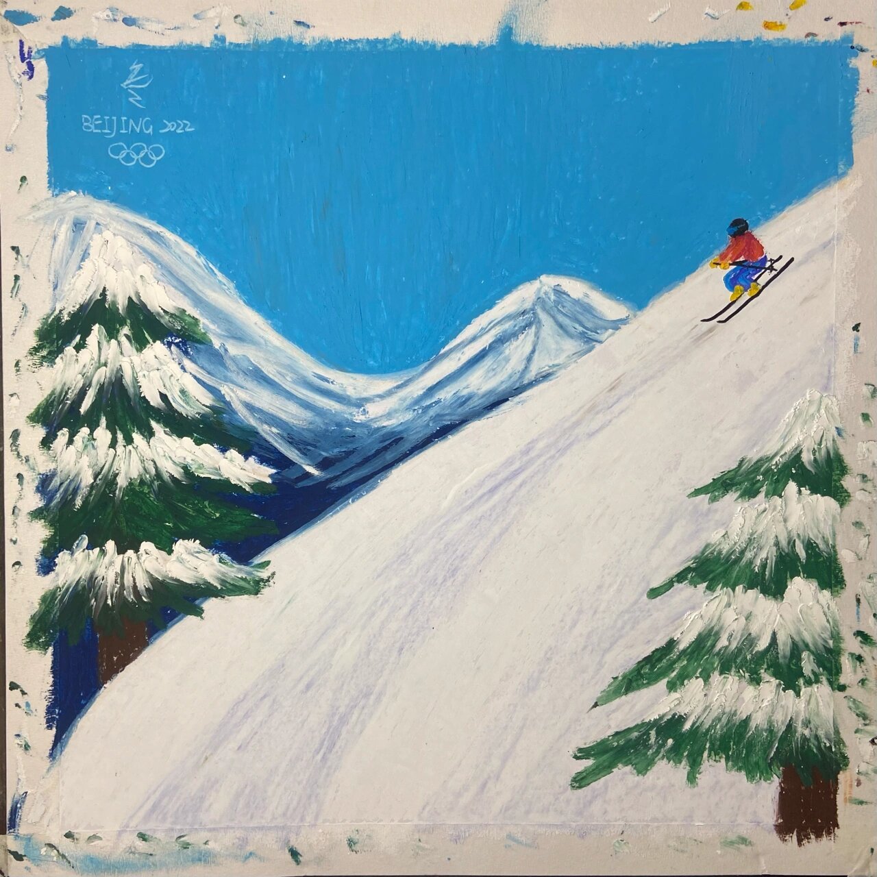 油画棒丨冬奥滑雪场景图 为之前的学员准备一些滑雪的场景图 主画面将