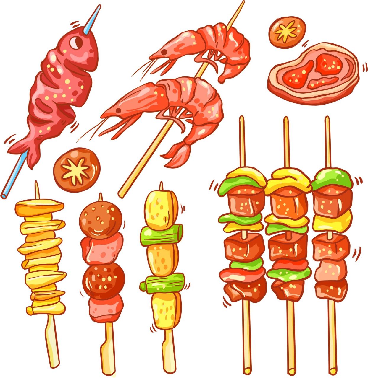 免扣素材|夏日烧烤7715串串食物png元素 今日素材分享 夏日炎炎