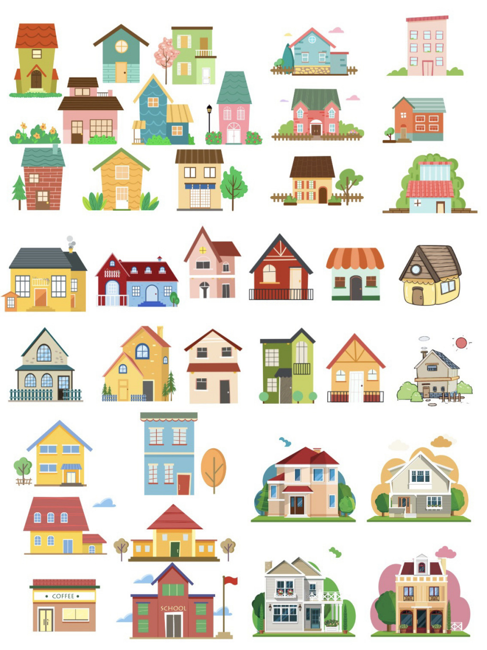 免抠素材7715|卡通房子92建筑png元素合 今日素材分享 手绘卡通