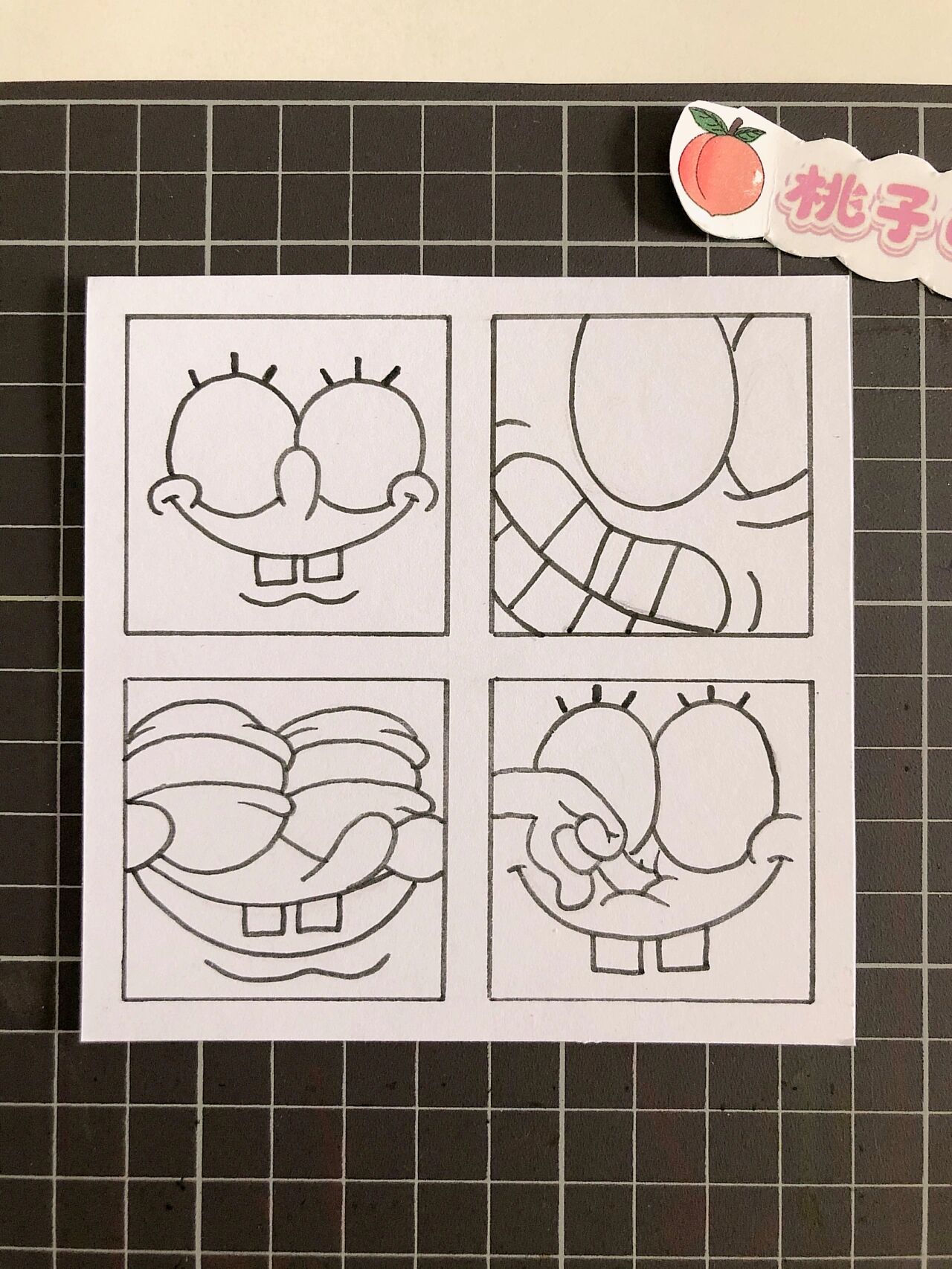 第148幅|海绵宝宝四宫格画.附步骤图