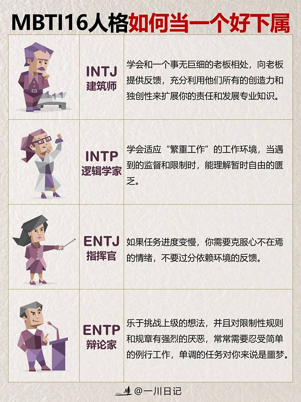 mbti16型人格解析97如何当一个好下属99 每个人都有自己的性格