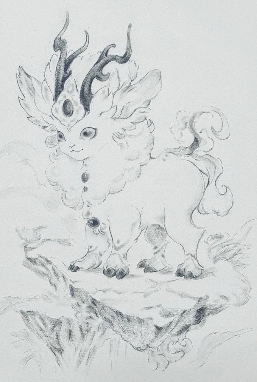 《山海经》白泽素描 ……感觉我的进度好慢希望年底能凑够1张