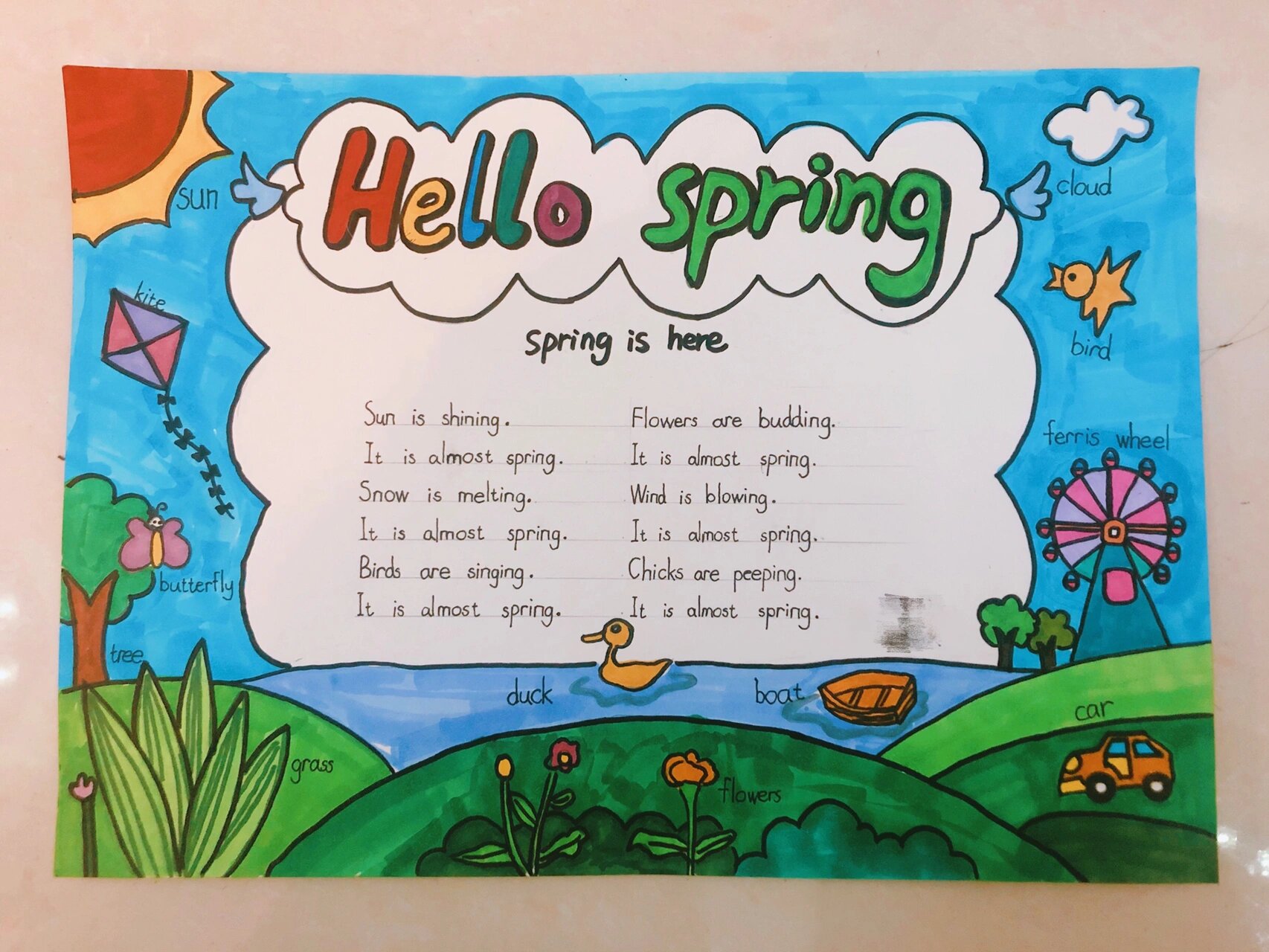 hello spring英语小报