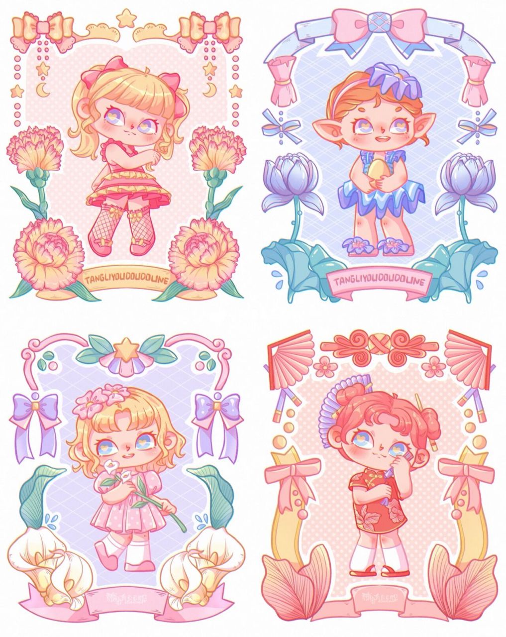 q版软萌女孩涂色卡|上色篇|豆豆的原创插画 滴!我又来啦!