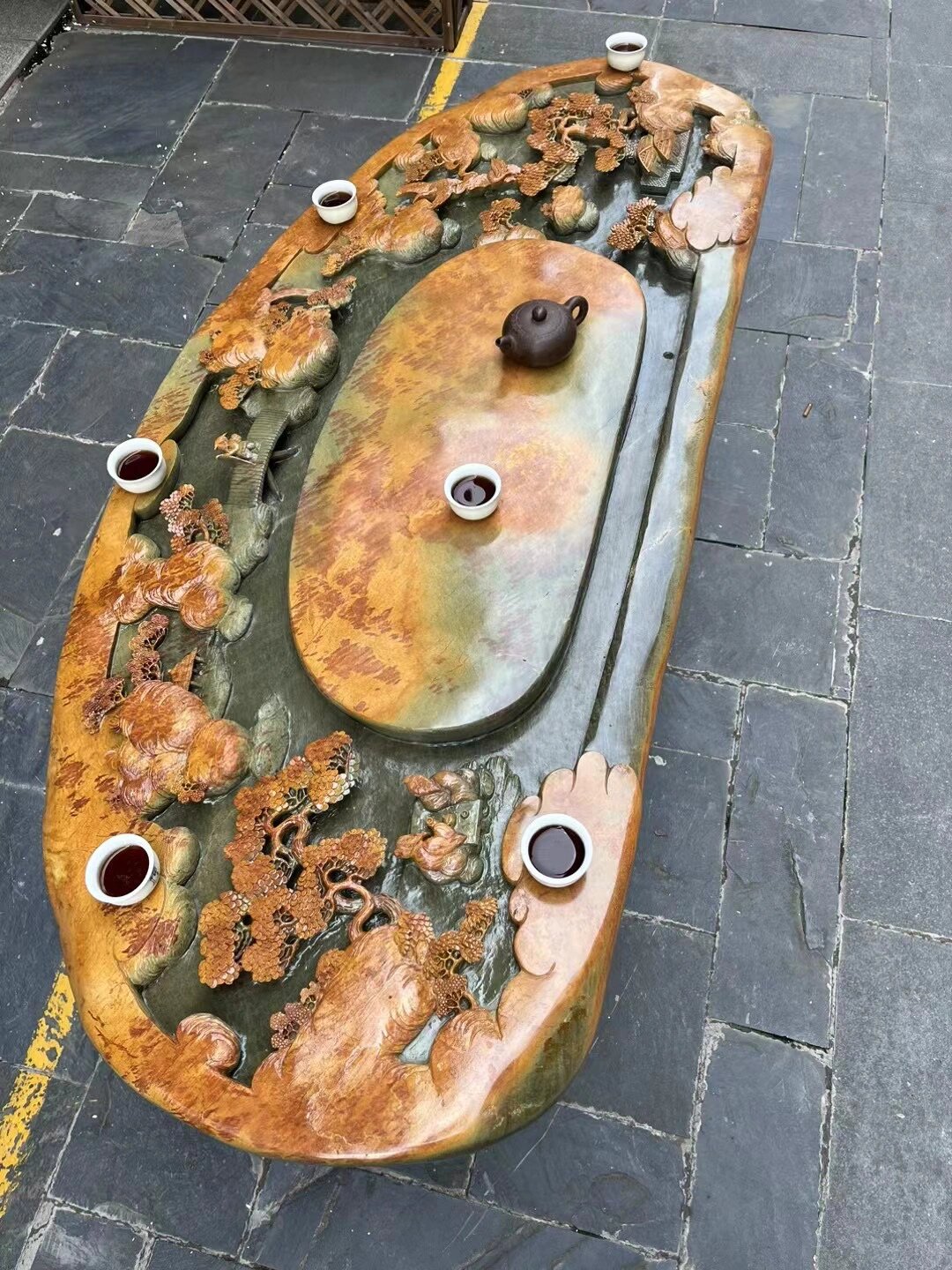 大师作品绿端石茶盘