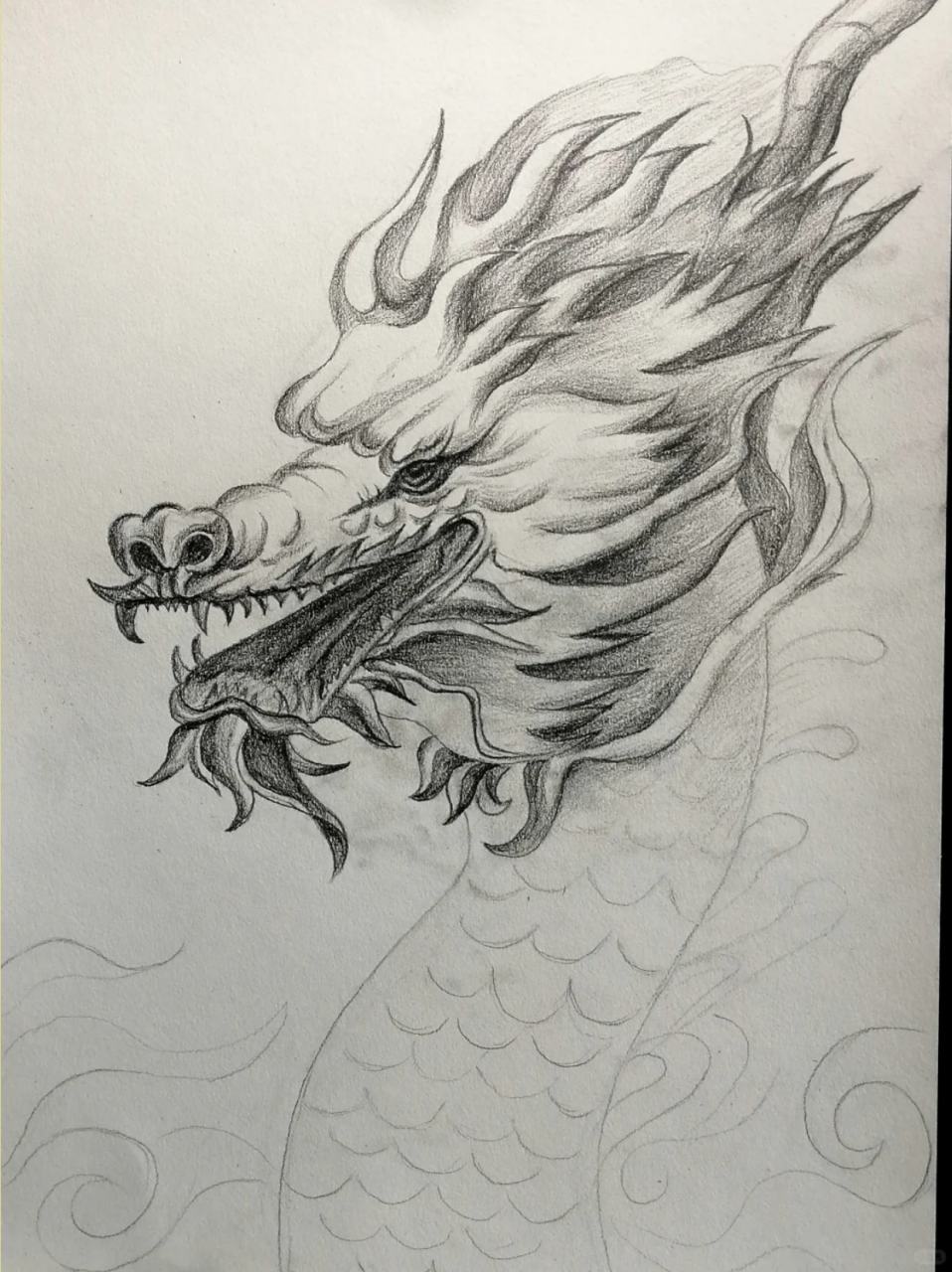 画龙怎么画简单画法图片 素描龙的绘画步骤94 99①铅笔起形,从