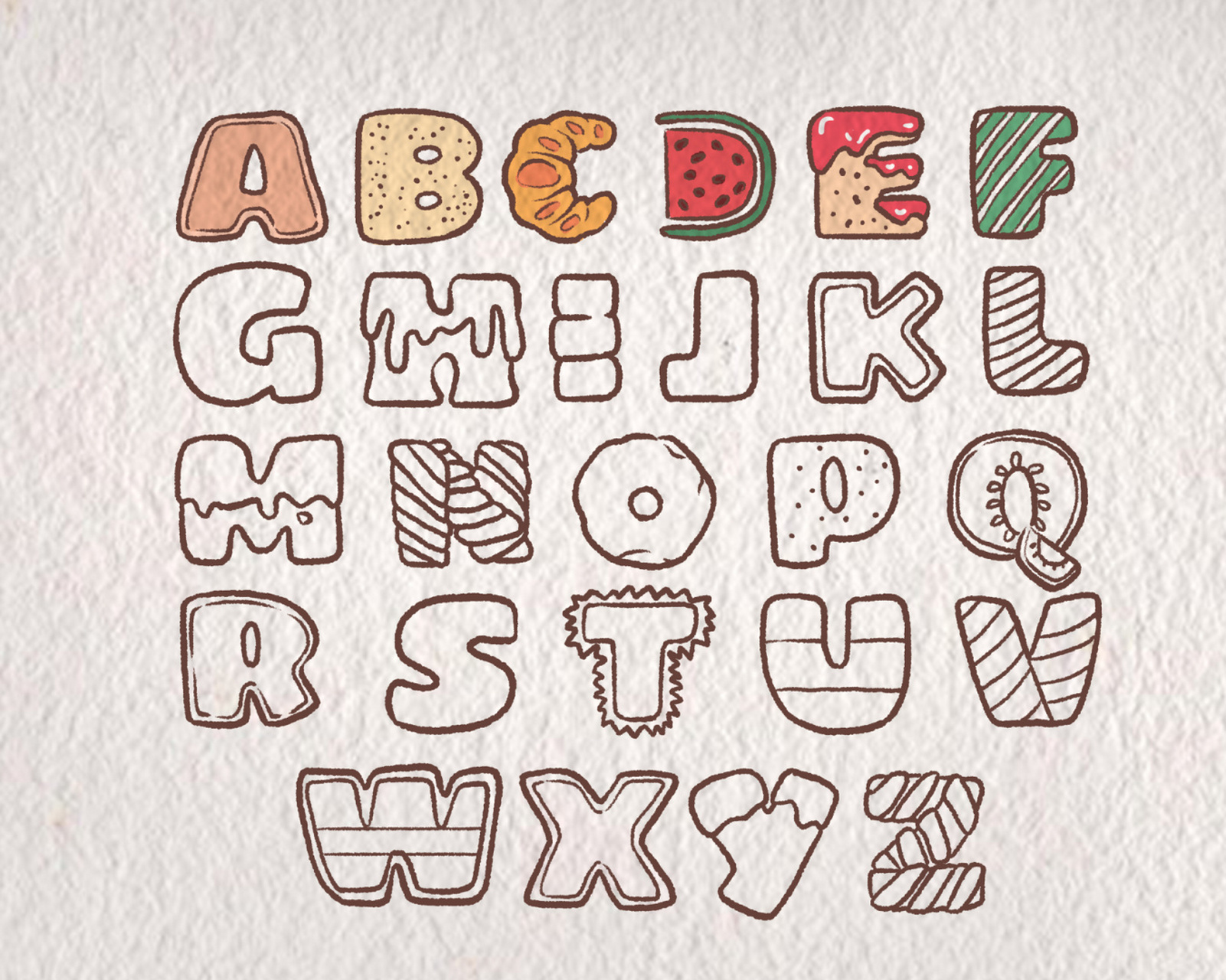 字母甜品饼干|简笔画 谁是最爱吃甜品的小可爱呢,快来收集字母饼干变