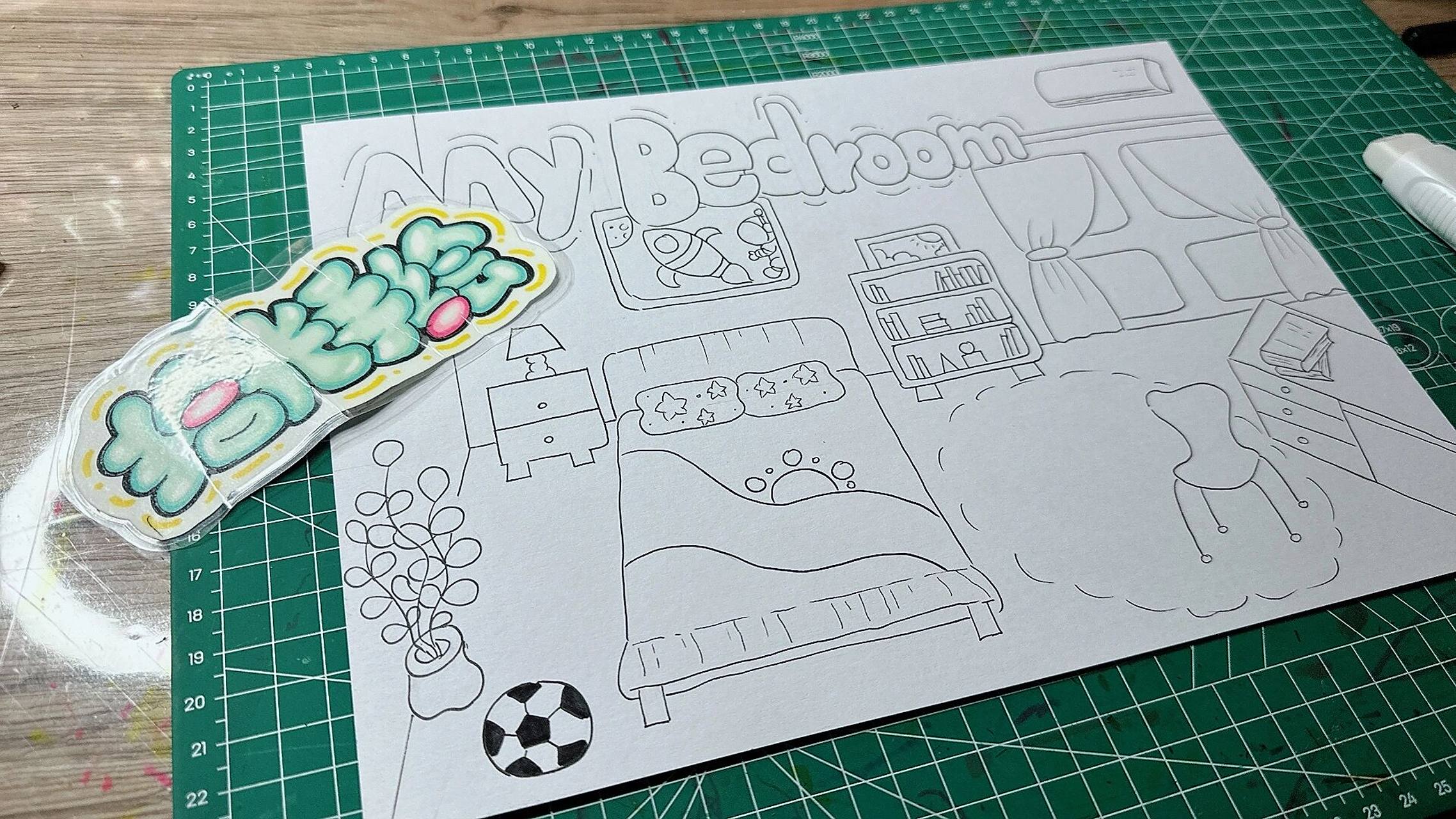 有线稿 可打印97 夏日滤镜 #my# bedroom 我的房间英语手抄报#my