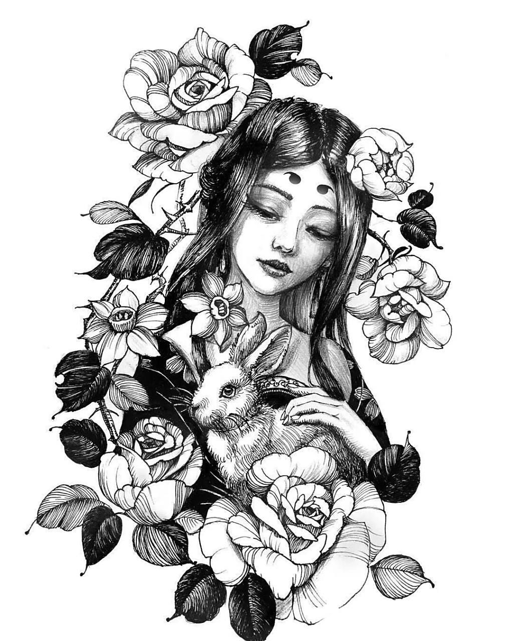 一组艺伎纹身手稿分享