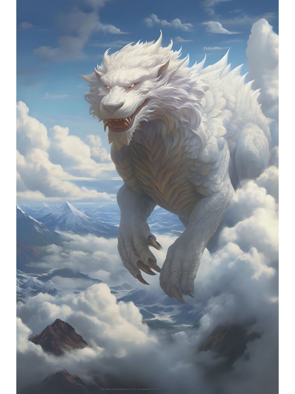 prompt:falkor flying majestically among the clouds::5 the never