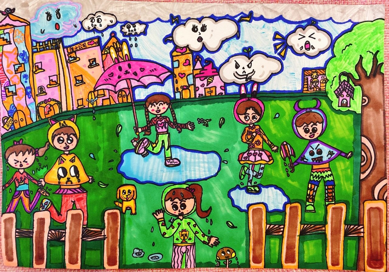 二年级美术丨上册丨《下雨了》学生作业