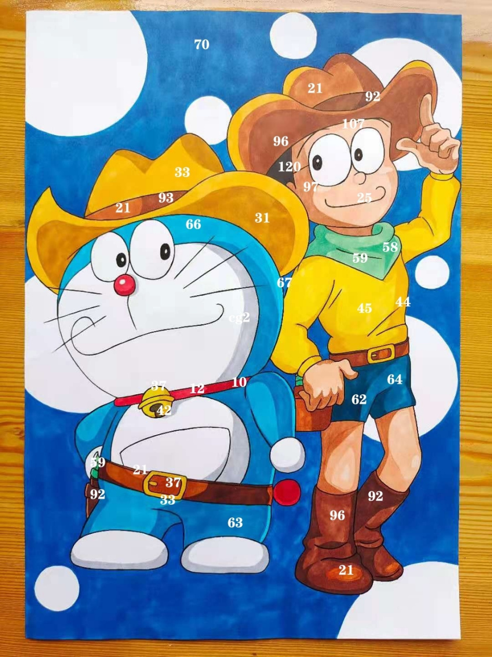 哆啦a梦大熊手绘(附原图) 哆啦a梦大熊手绘,最后两张原图,图上已标记