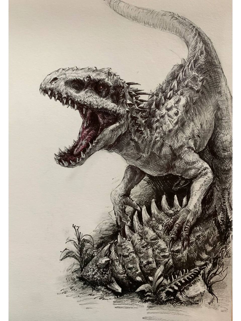 圆珠笔手绘恐龙 暴虐霸王龙～#恐龙# #圆珠笔手绘# #暴虐龙##侏罗纪
