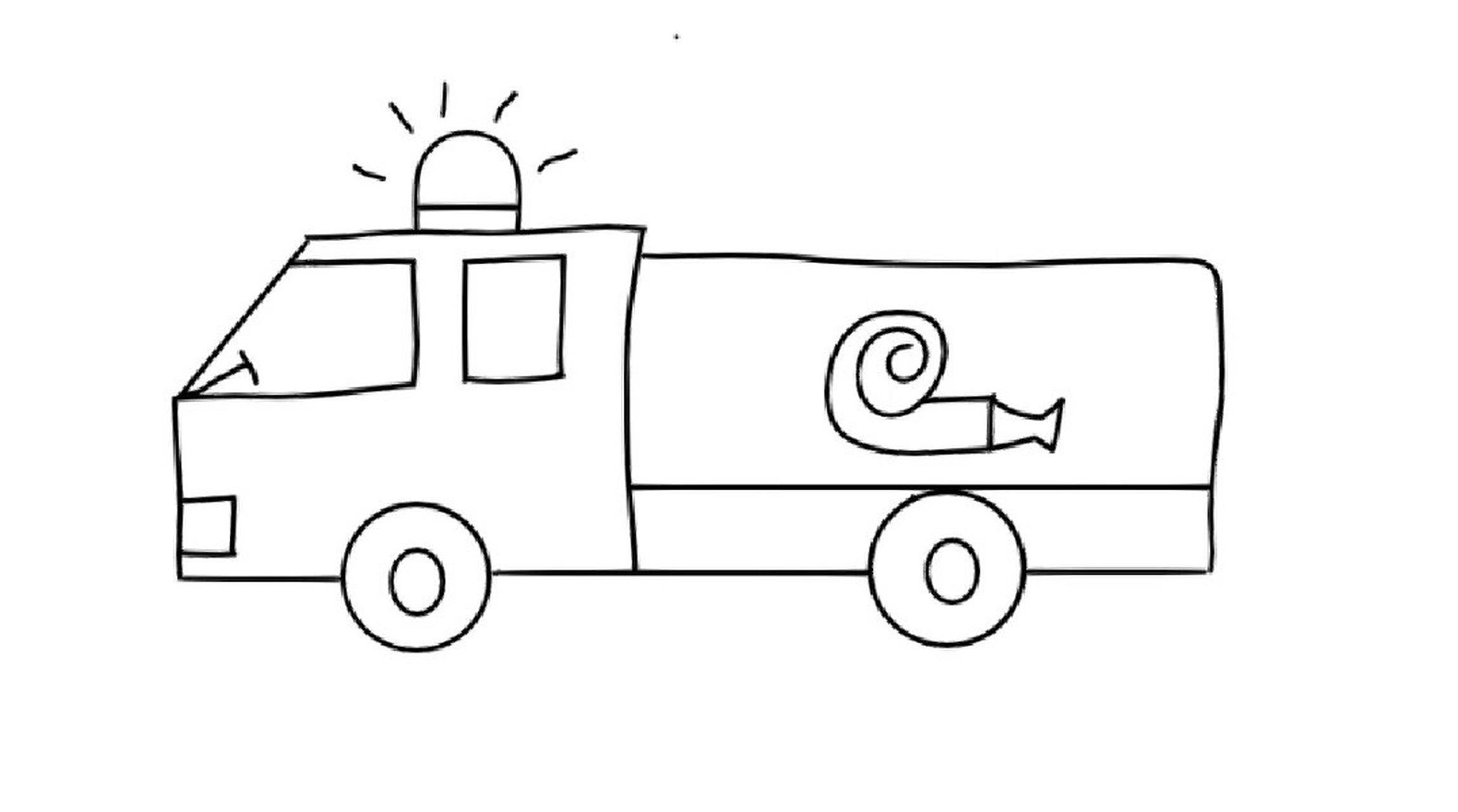 消防车简笔画 一学就会的消防车简笔画