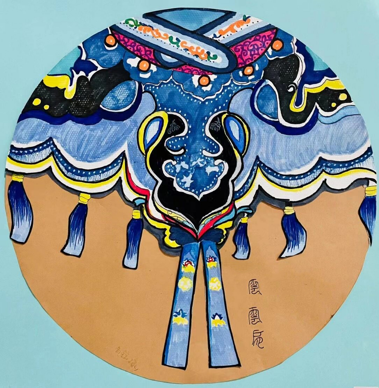 【创意美术】肩上云裳|云肩作品 小学高年级社团作品—云肩