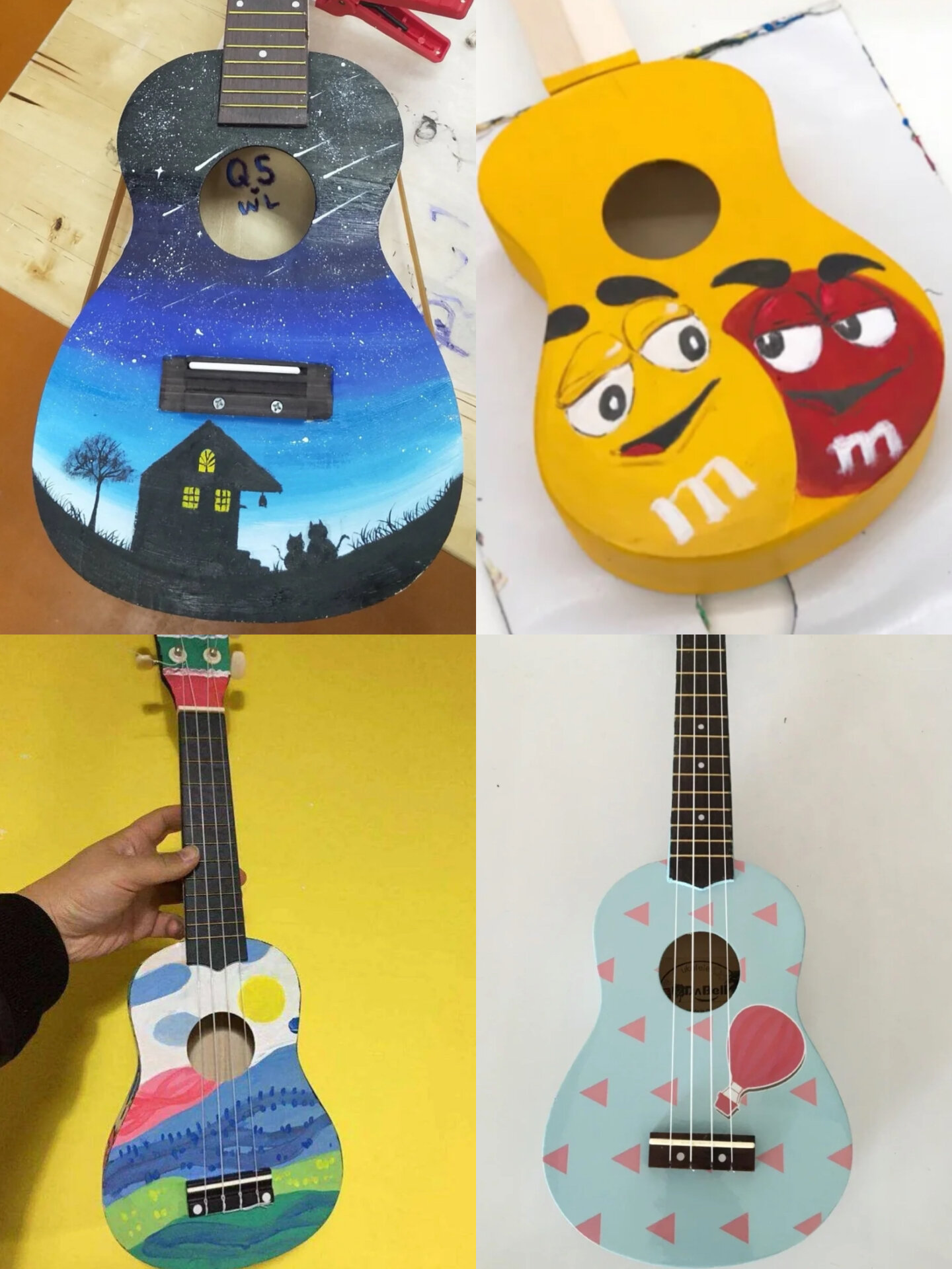 总结37个超好看的diy手绘尤克里里图案