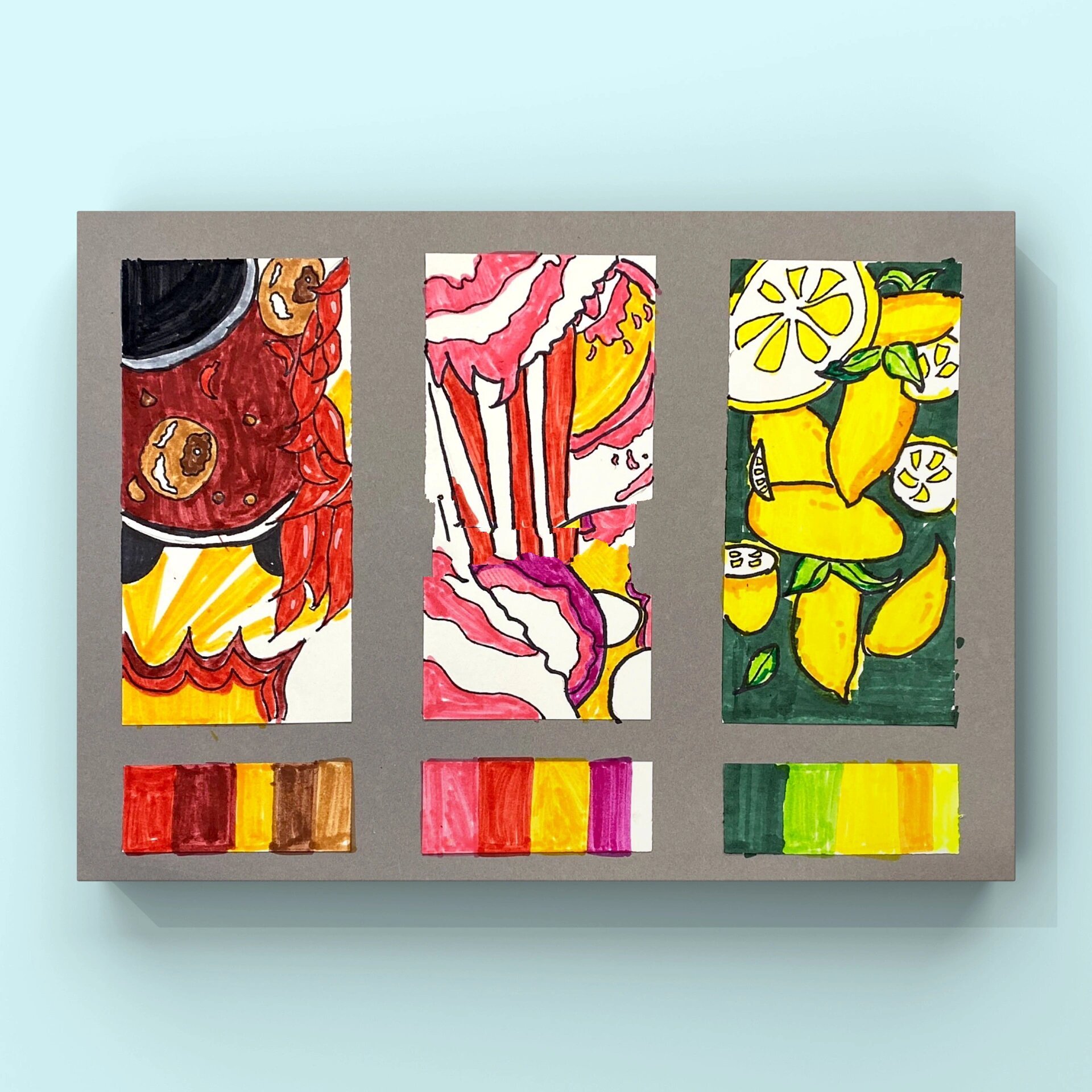 少儿美术|《爽甜苦辣色彩构成》