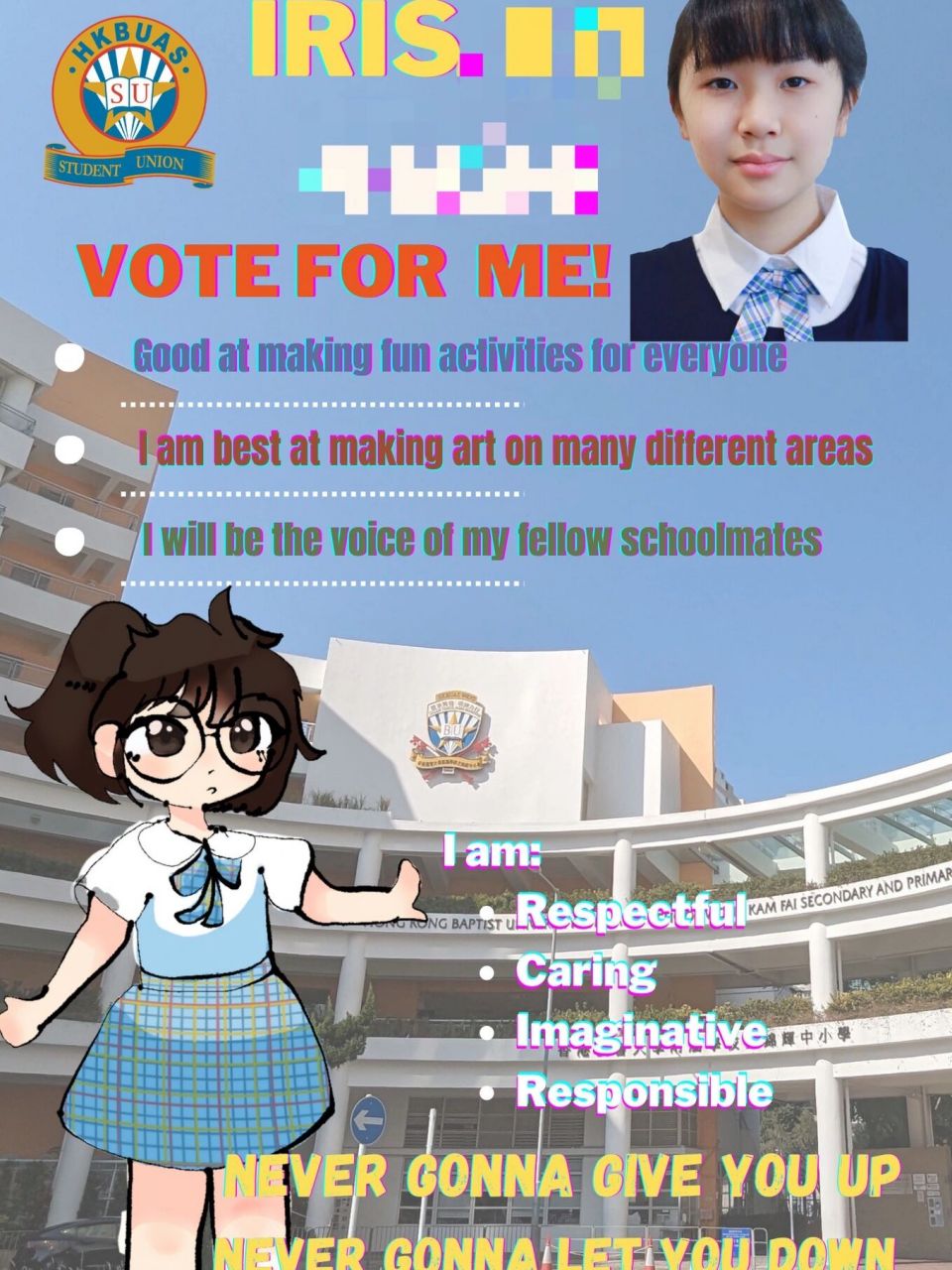 女儿竞聘学生会的海报出炉,还要准备路演稿 女儿申请学生会成员,老师