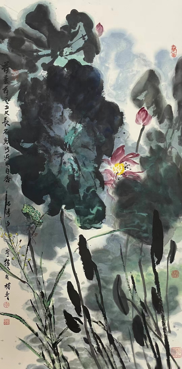 杨彦四尺荷花#艺术##国画