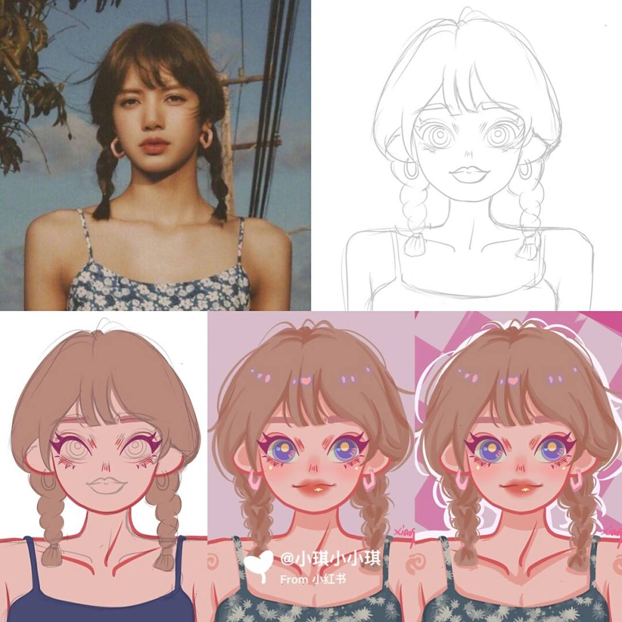 lisa手绘头像|附线稿步骤图 四姐妹都要好好哒 粉丝整百都会chou无偿