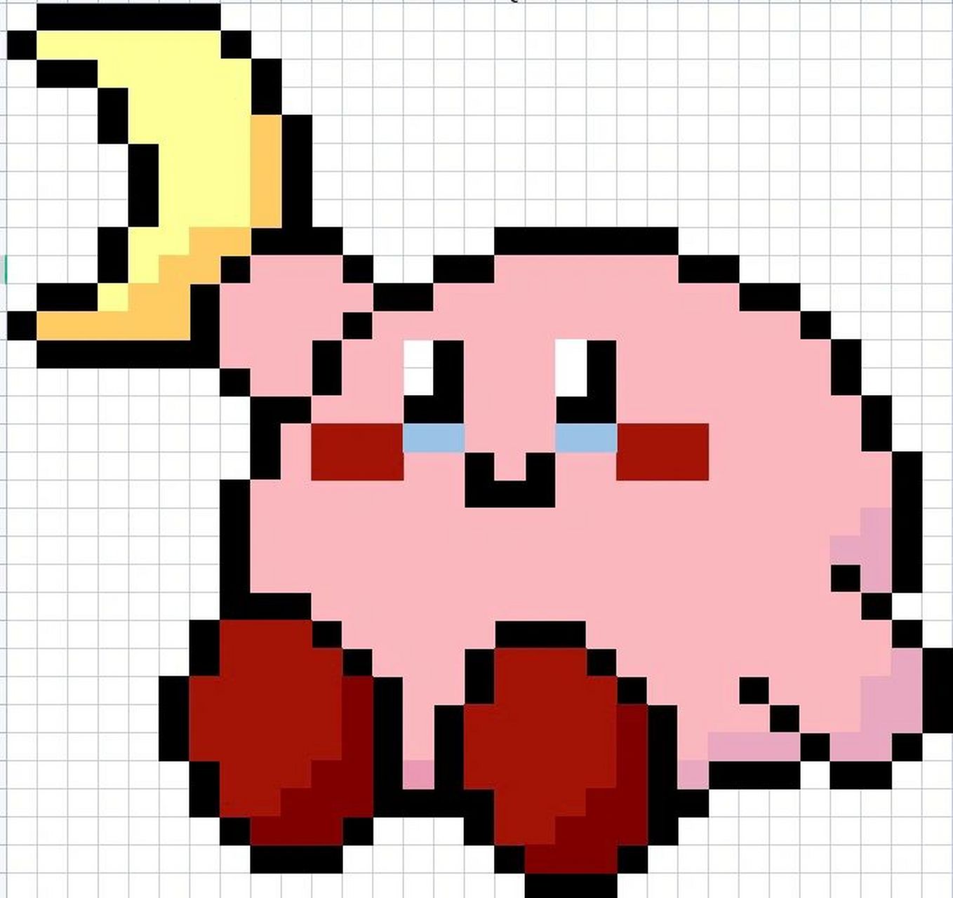 excel表格绘画 星之卡比电子十字绣     抽空摸一个