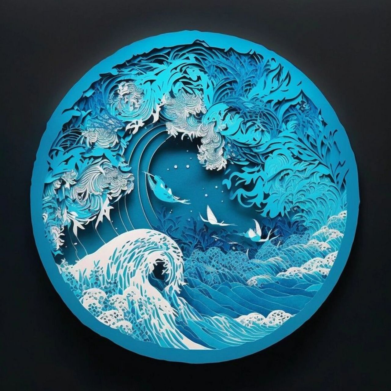 剪纸风-用ai 演绎【精卫填海】          具体生成教程见主页笔记