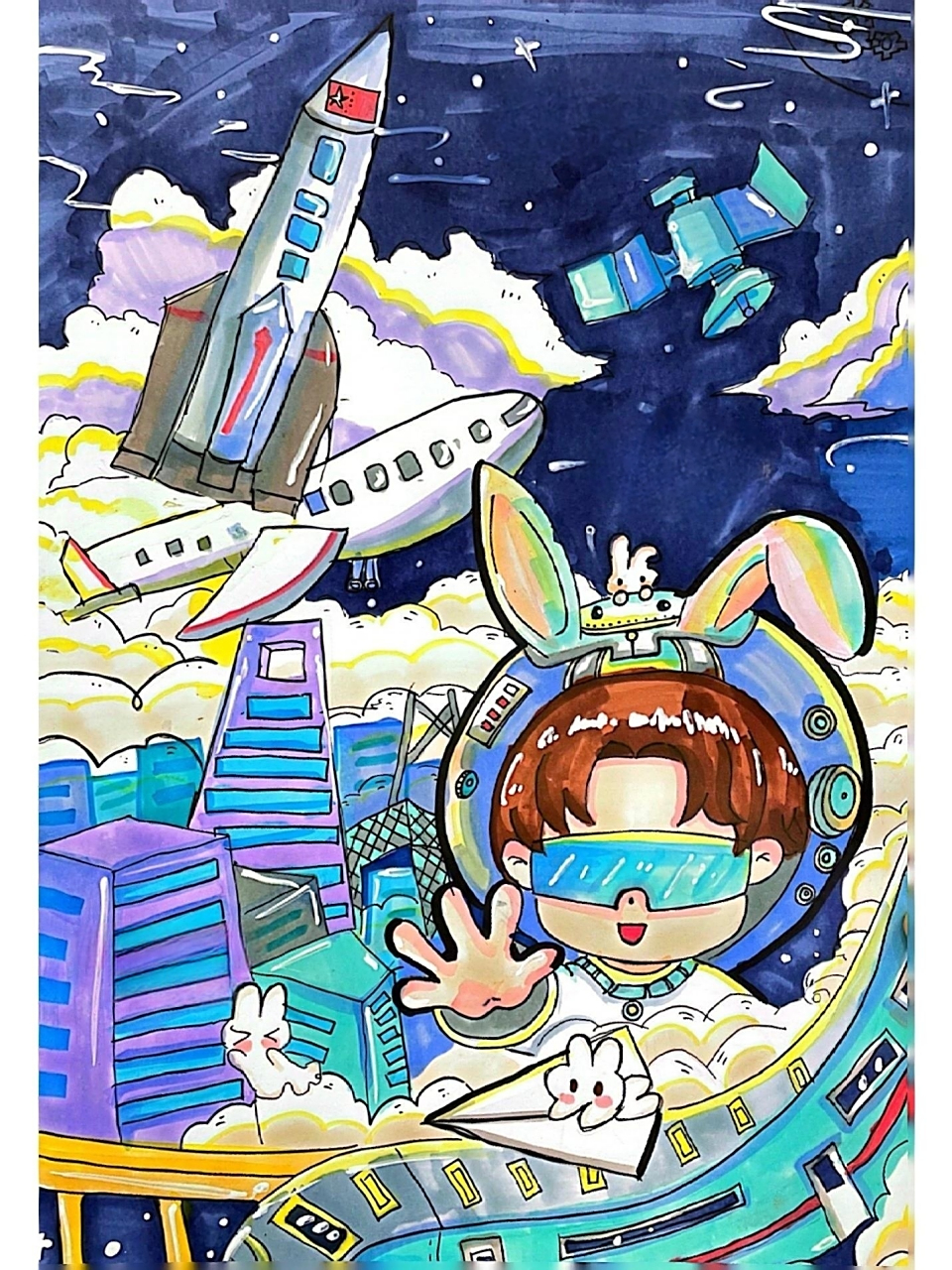 主题绘画|未来创想科技 ————————99小谢绘画99