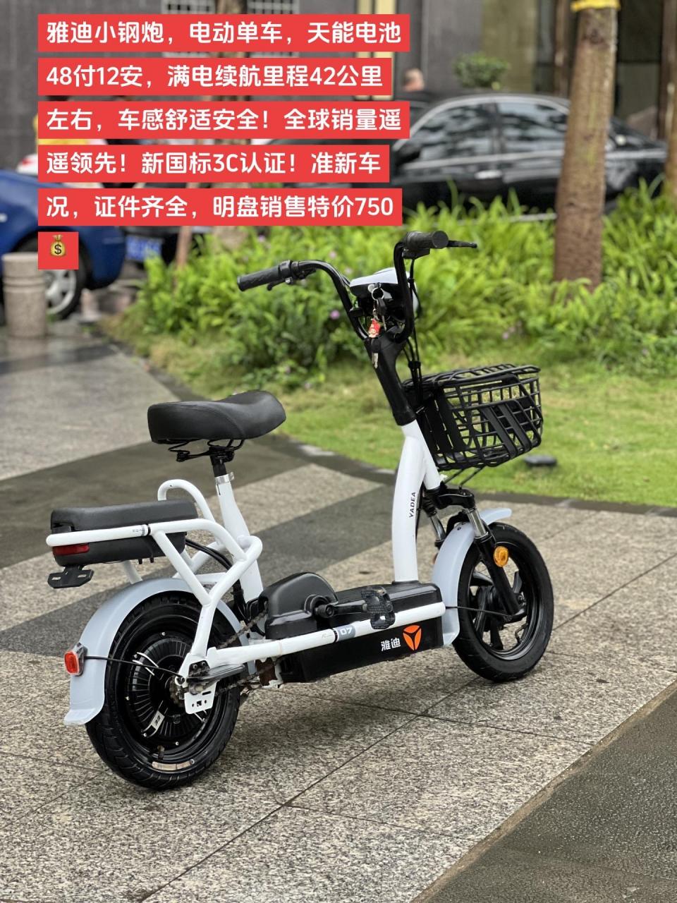 雅迪小钢炮.天能电池4812满电续航里程42公里左右