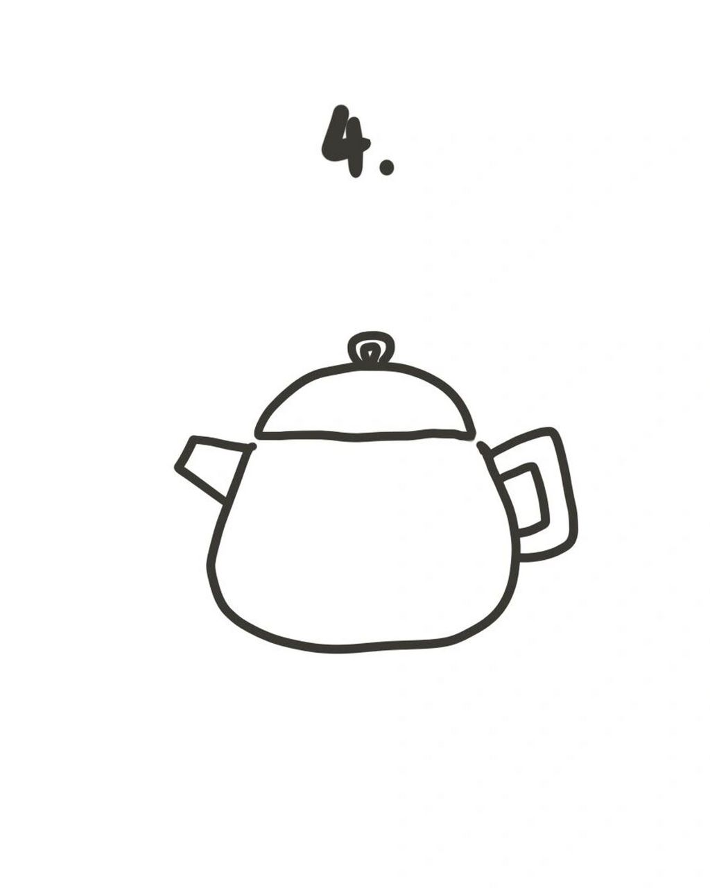 95手绘教程|如何画热水壶? 厨房物品来喽,一起画一个热水壶吧!