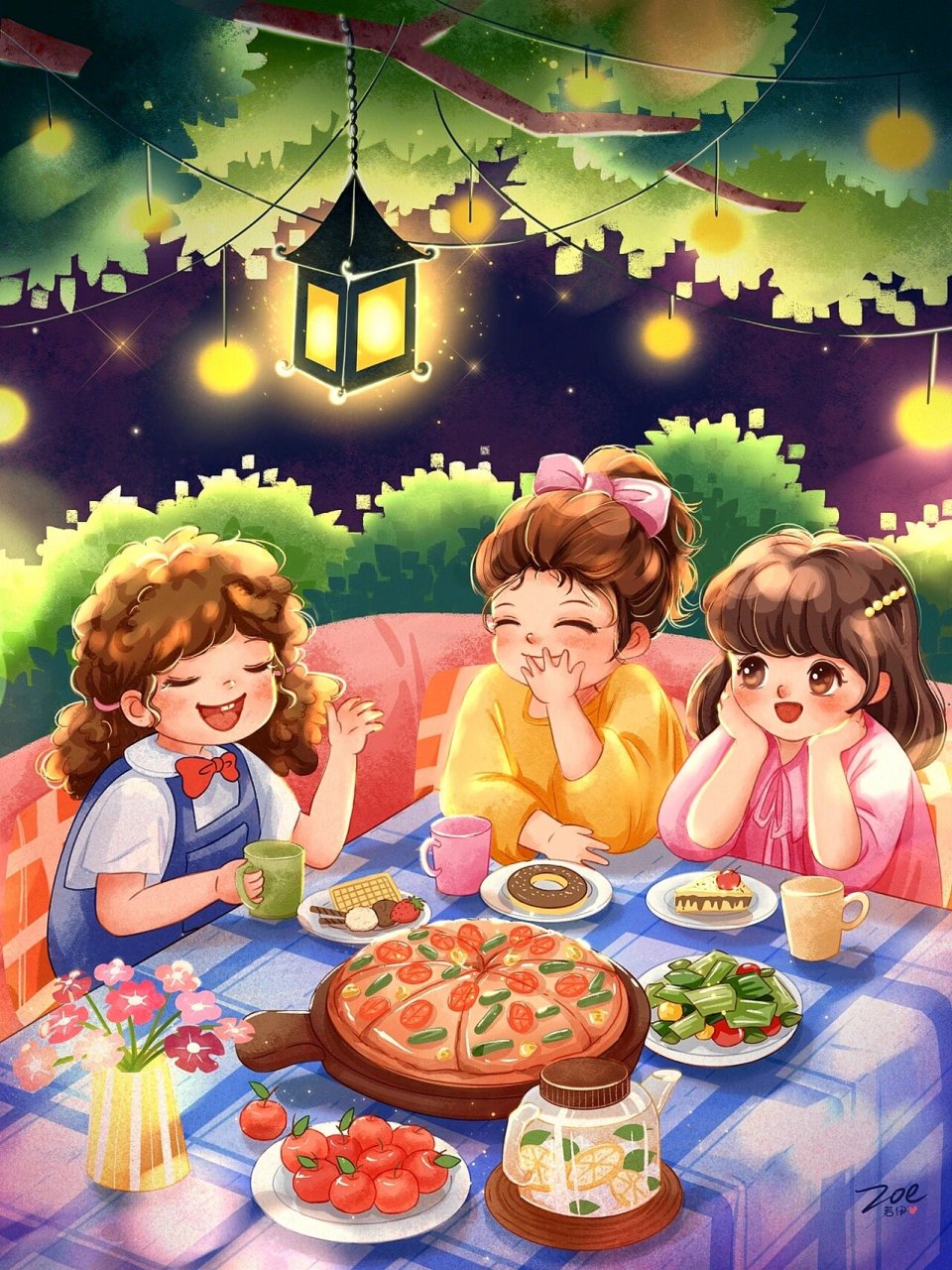 儿童插画——聚会 第25p打卡,主题:聚会——一起聊八卦吧