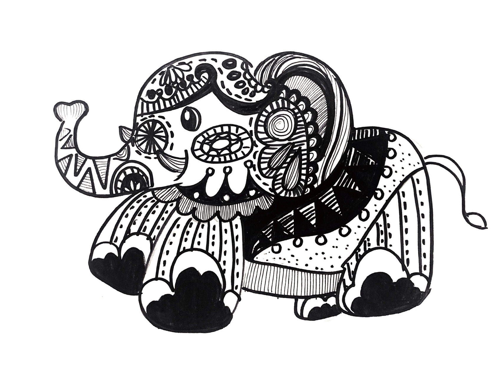 7-12岁 课件素材:大象98 上课工具:铅笔 橡皮 绘画纸 勾线笔 #线描