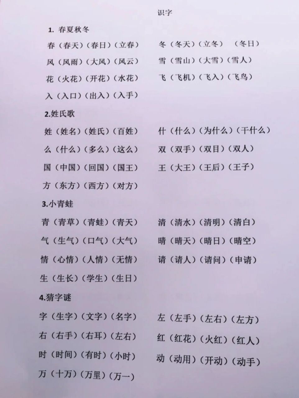 一年级下册最全生字组词 保存收藏起来,每天晚上预习第二天课文时给