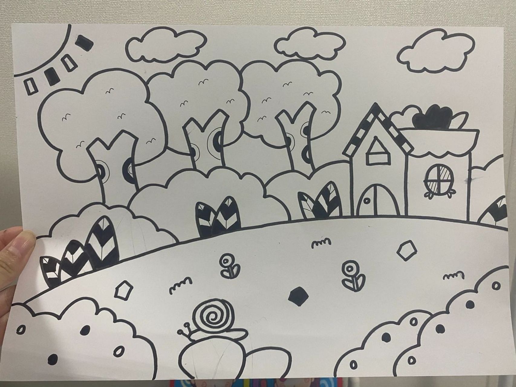 花园 春天里 风景等简笔画 感觉这个图适用的太多了,出去郊游类简笔画