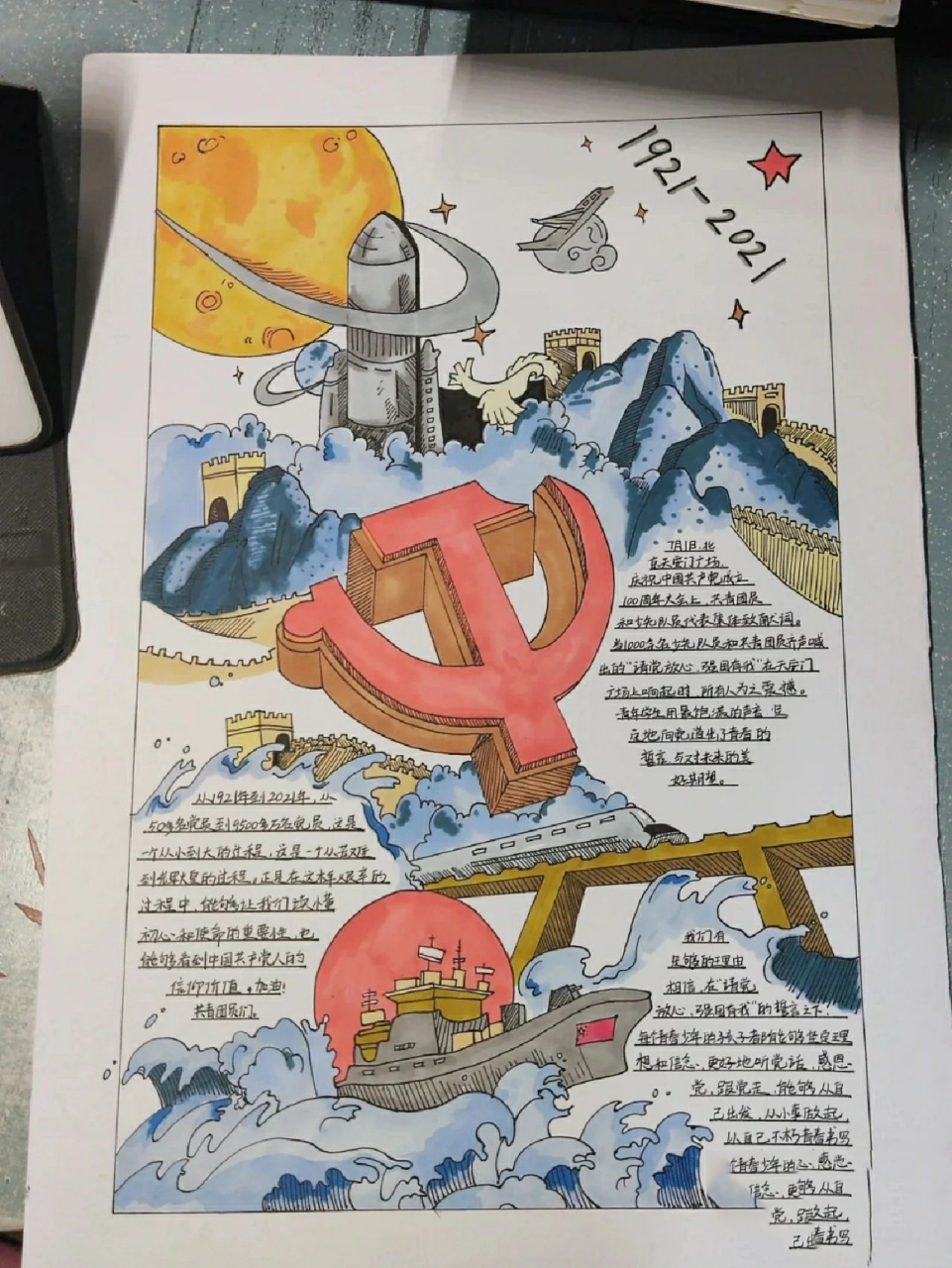 建党手抄报 关于我弟弟画的还不错