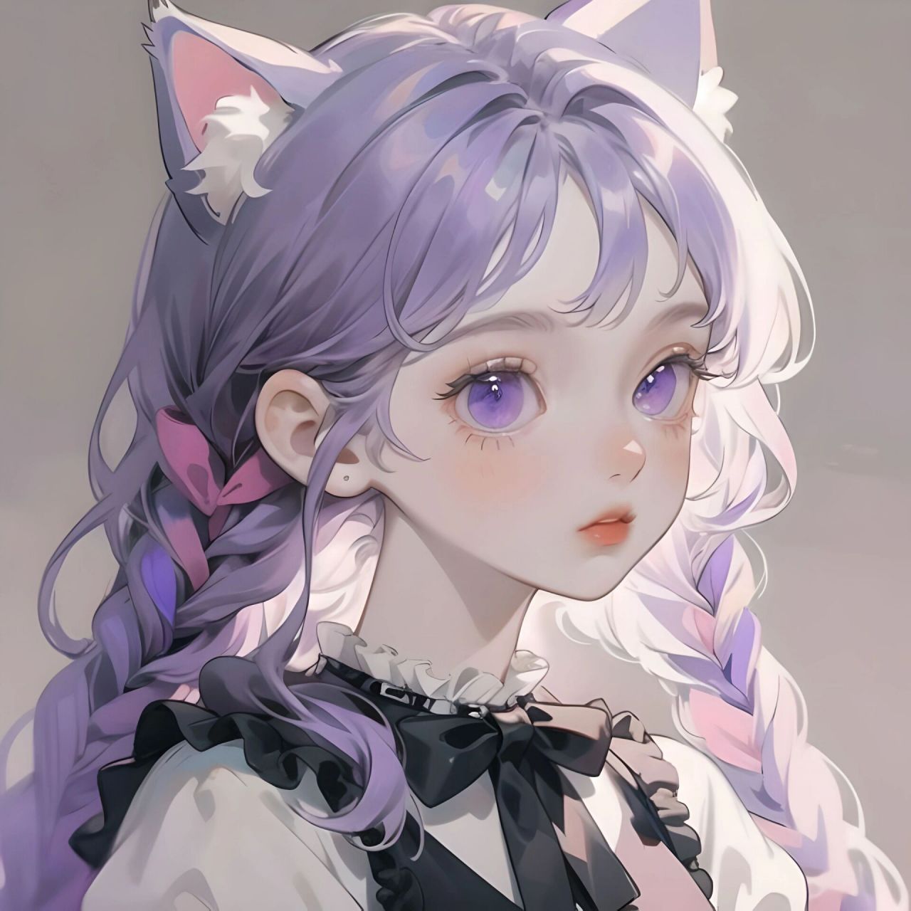 紫色系"小猫"61女生头像～ 有没有特别喜欢猫耳头像的～ "我拿什么