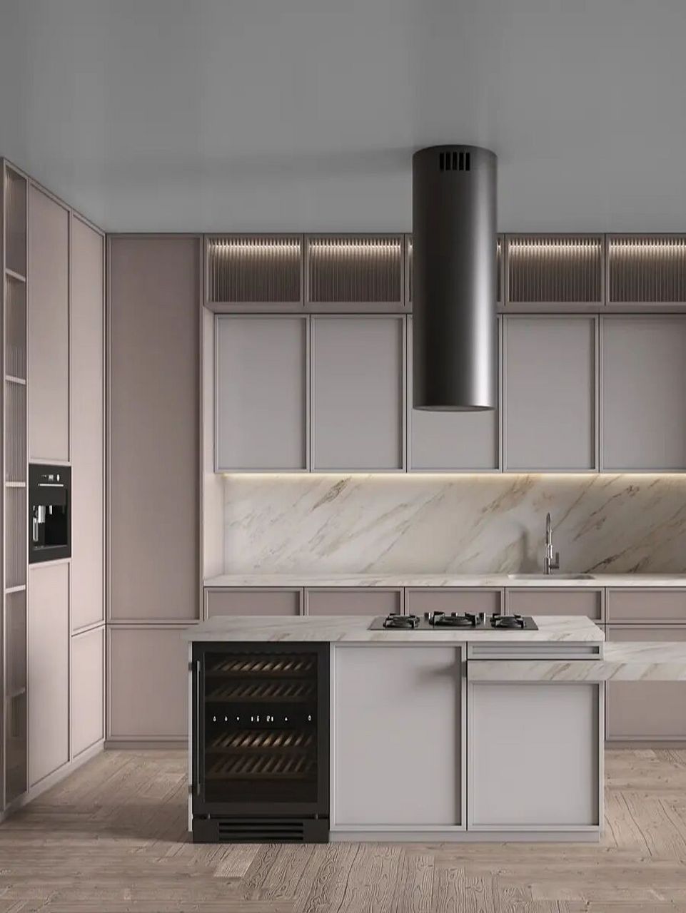 少见的藕粉色系轻法式橱柜,温柔耐看,甜而不腻～这真的很难不心动 !!