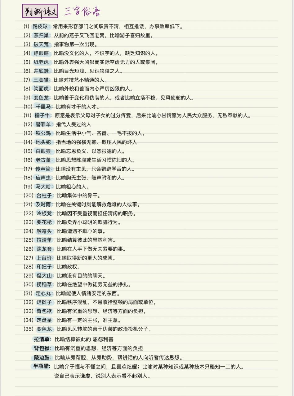 【类比推理】语义关系6015三字俗语和象征义