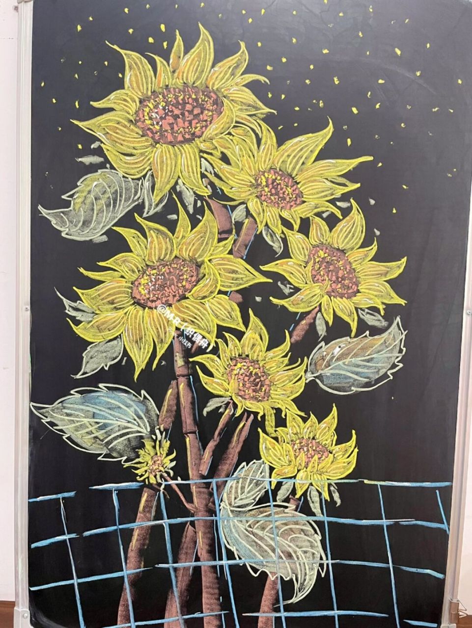 笔记灵感# #黑板报# #黑板报素材# #粉笔画# #向日葵# #黑板报边框