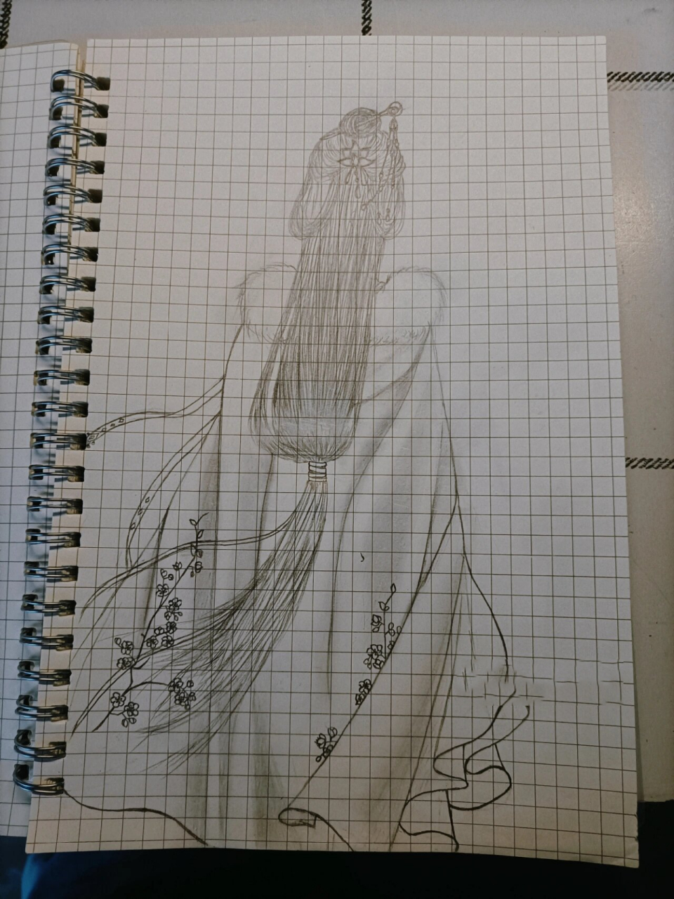 古风人物背影手绘临摹 朋友分享的图片,给我画懵逼了,实在不会画,将就