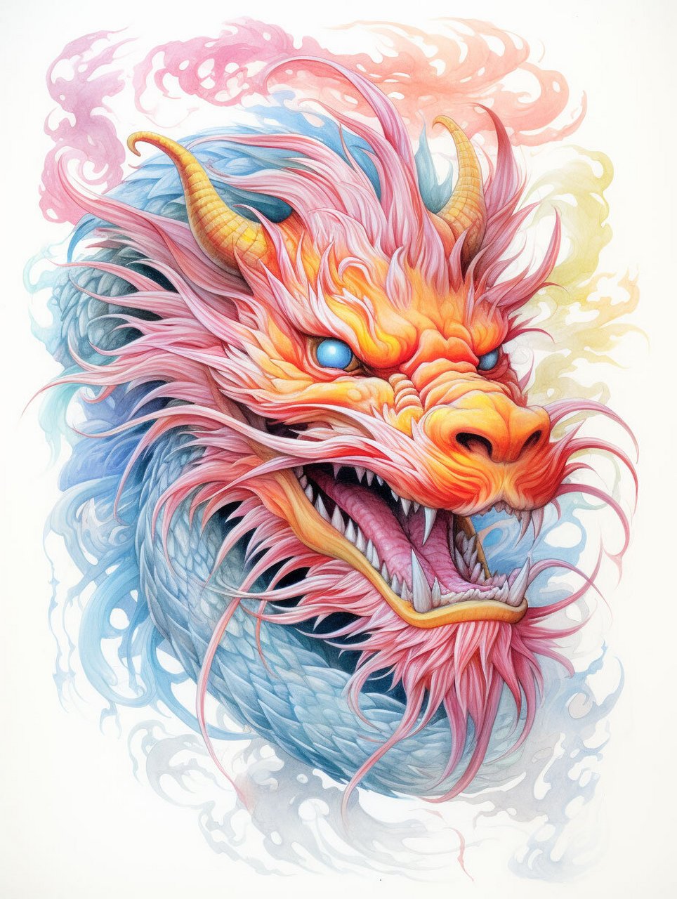 彩铅画龙来点颜色看看 彩铅的色彩给人一种不一样的感觉#彩铅画#02