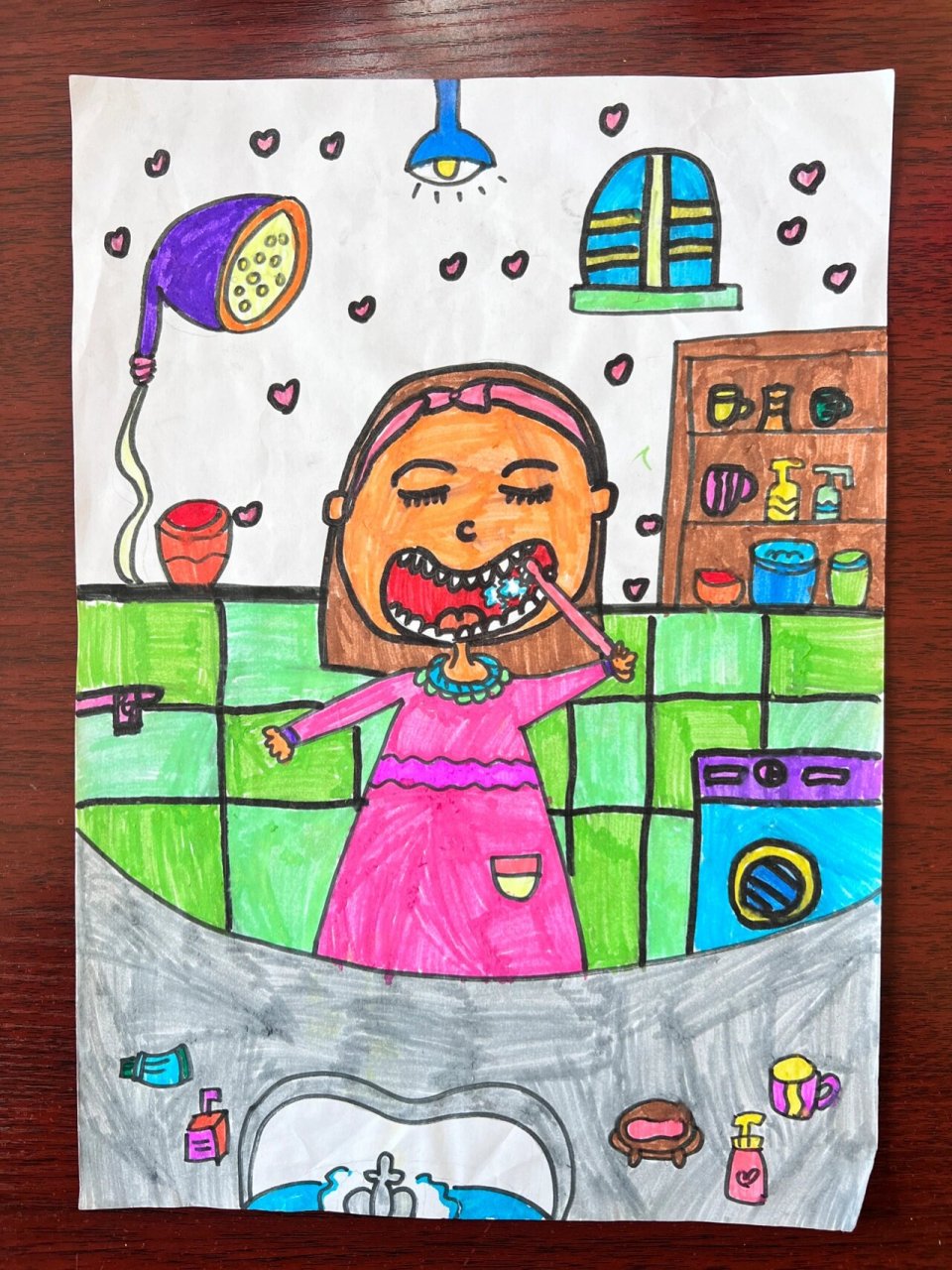 二年级上册人美版美术《刷牙》第十三课儿童画 学生们的作品太可爱啦