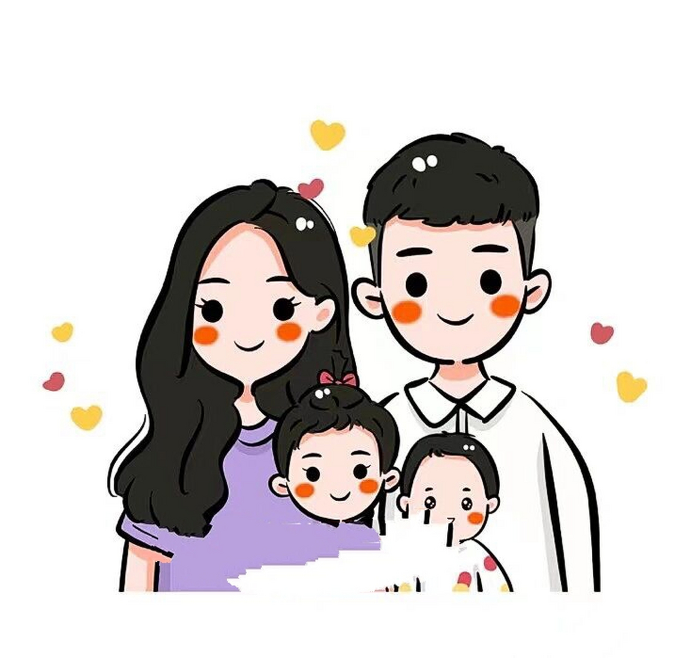 全家福简笔画可爱幸福一家人～好可爱!